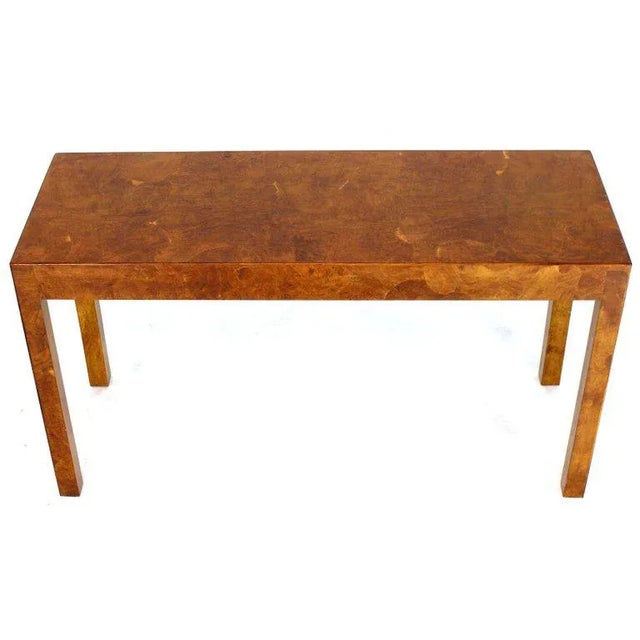 1970s Italian Burl Wood Patch Veneer Work Console Sofa Table For Sale - Image 13 of 14
