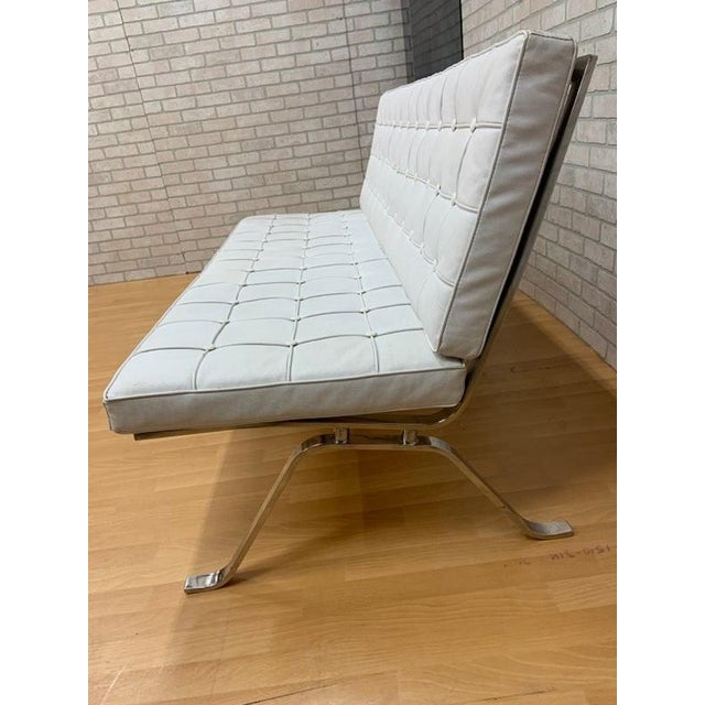 Mid Century Modern Barcelona Style White Leather Bench Chairish