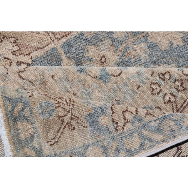 Afghanistan Tabriz Rug With Soft Tan Field and Pale Blue Medallion For Sale - Image 10 of 11
