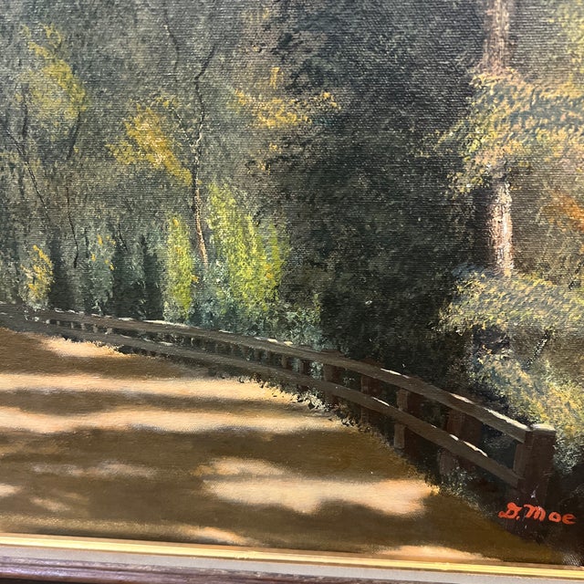 1970s 20th Century American School Oil on Canvas Impressionist Style Landscape Framed Signed For Sale - Image 5 of 10