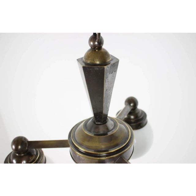 Metal Art Deco Chandelier, 1920s For Sale - Image 7 of 11