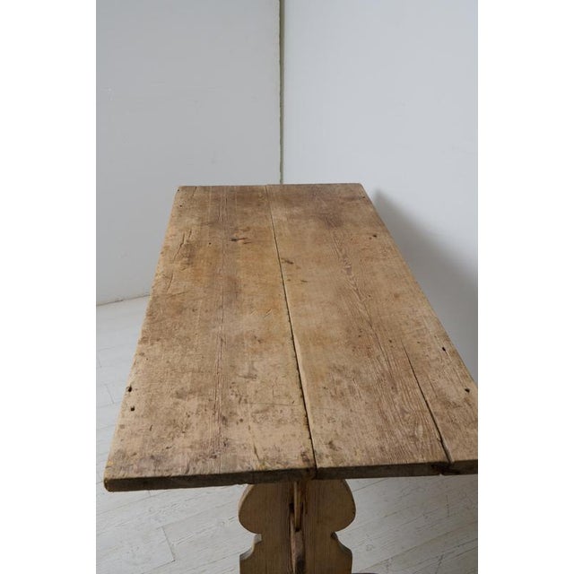 Rustic Folk Art Trestle Dining Table For Sale - Image 12 of 14