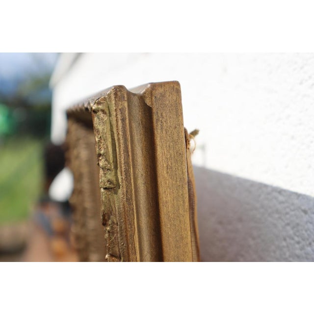 Vintage Embroidered Picture Rose in Golden Frame For Sale - Image 12 of 18