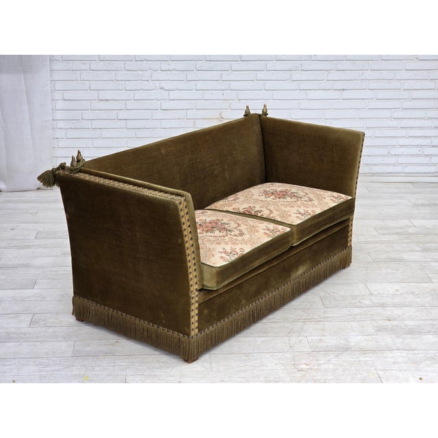 Danish 2-Seater Spanish Drop Arm Sofa in Furniture Velour, 1970s For Sale - Image 11 of 18