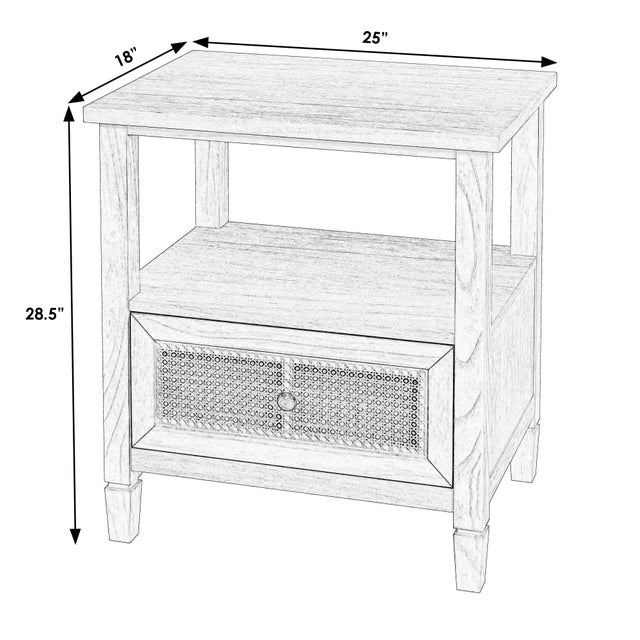 Traditional Flagstaff 25 in. W Rectangular Cane 1 Drawer Nightstand with Top Open Shelf, Desert Sand For Sale - Image 3 of 8