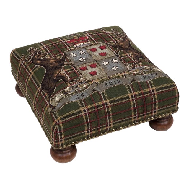 Highland Heritage Green Tapestry Footstool For Sale