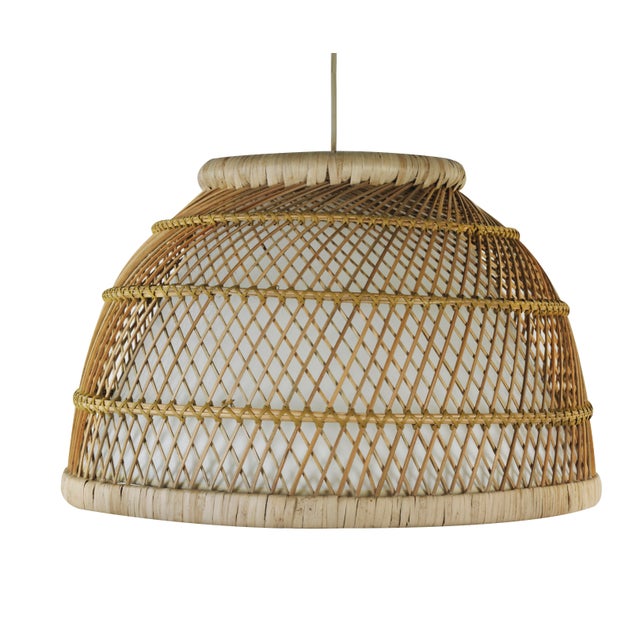 Coastal Coastal Bella by Oggetti Woven Rattan Pendant Light, Small For Sale - Image 3 of 3