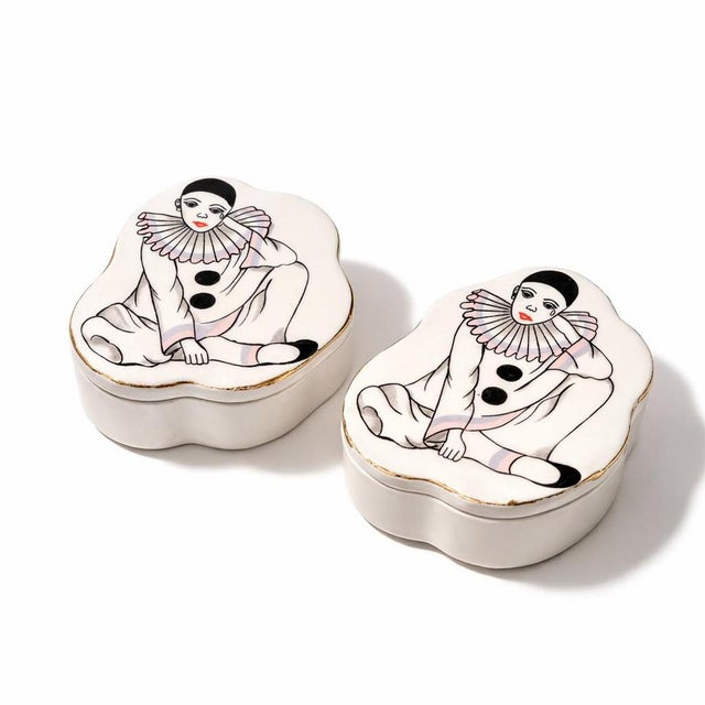 Vintage Porcelain Clown Trinket Boxes from Pierrot, Set of 2 For Sale - Image 10 of 10