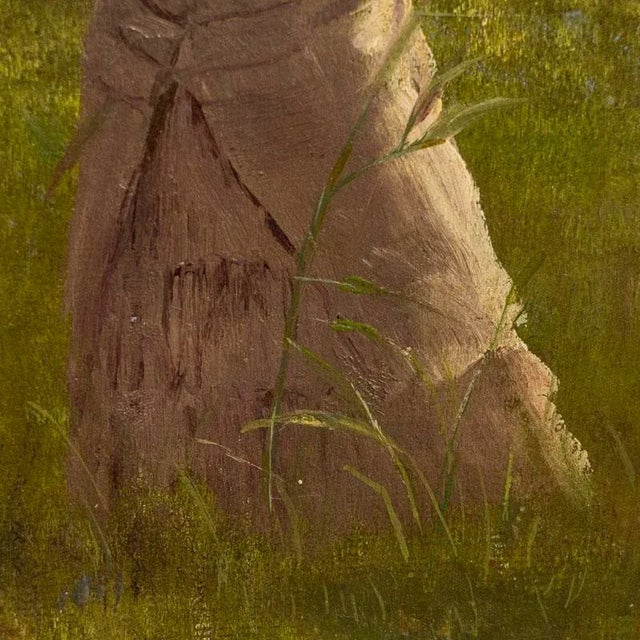 Late 19th Century Original Small Oil Painting of Woman on a Summer Day, Unsigned For Sale - Image 5 of 9