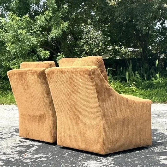 Century Furniture Vintage Boho Century Slope Arm Swivel Chairs - a Pair For Sale - Image 4 of 8