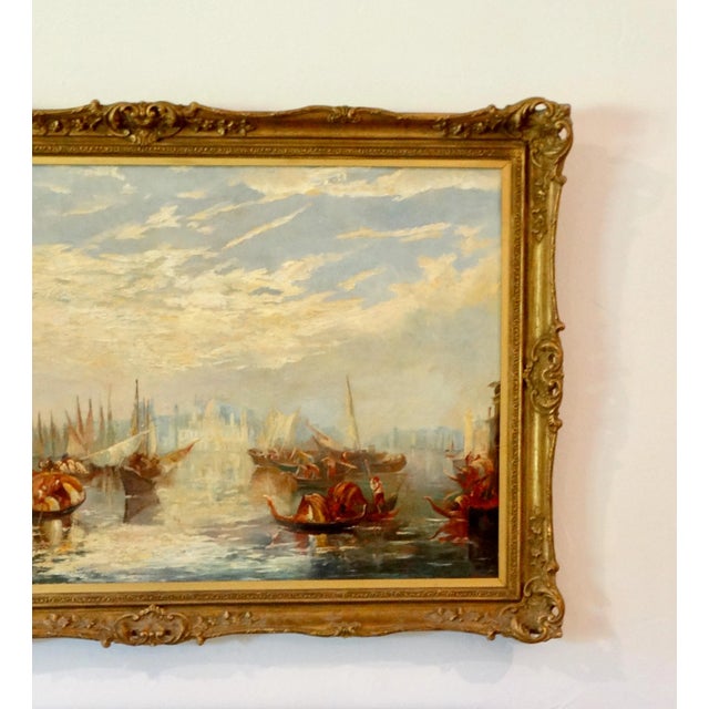 Antique Oil Painting Venice Francis Moltino (1818 - 1874) Listed Artist For Sale - Image 4 of 11