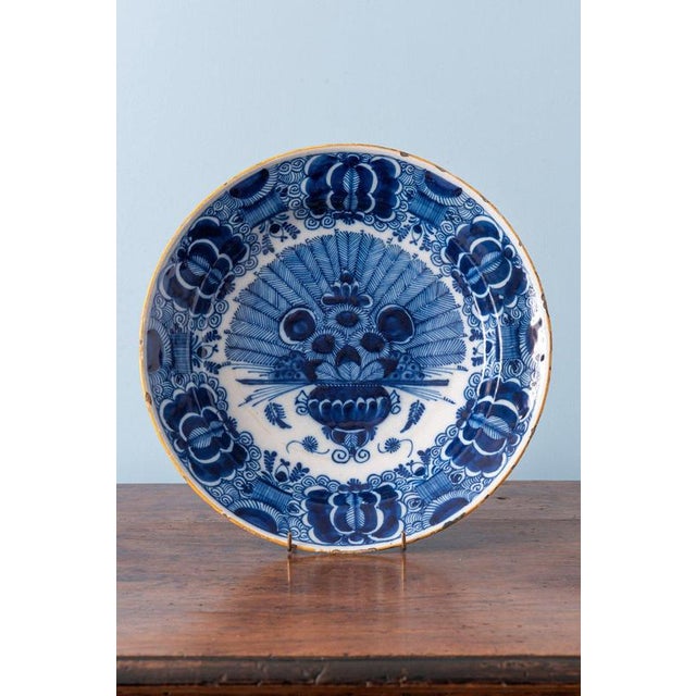 Blue 18th Century Dutch Delft Blue and White Peacock Dish For Sale - Image 8 of 8