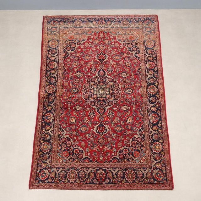 Keshan Rug in Cotton and Wool For Sale - Image 3 of 10