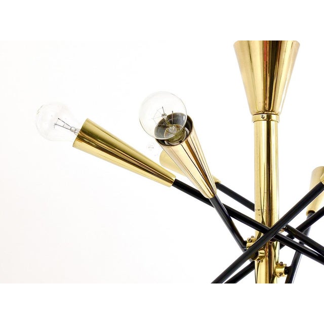 Large Articulating Black and Brass Sputnik Chandelier in the style of Stilnovo, 1950s For Sale - Image 3 of 18