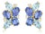 Nina Zhou Sapphire, Aquamarine and Diamond Cluster Earrings in 14k Yellow Gold, a Pair For Sale