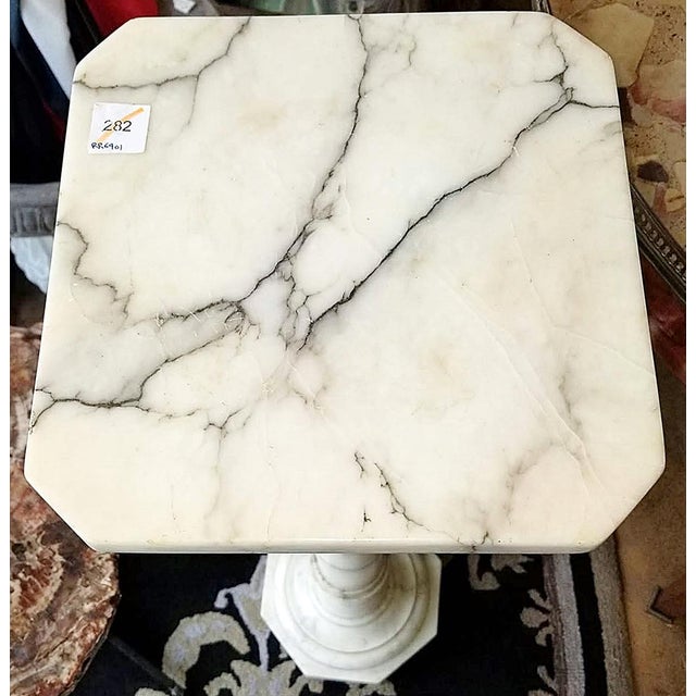 Antique French Carrara Marble Pedestal For Sale In West Palm - Image 6 of 8
