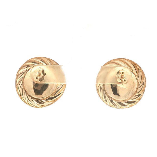 Contemporary Late 20th Century Pair of Onyx and Gold Large Button Earrings For Sale - Image 3 of 3