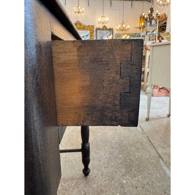 Vintage Ebonized Wood Side Table With Drawer & Gallery Back For Sale - Image 11 of 11