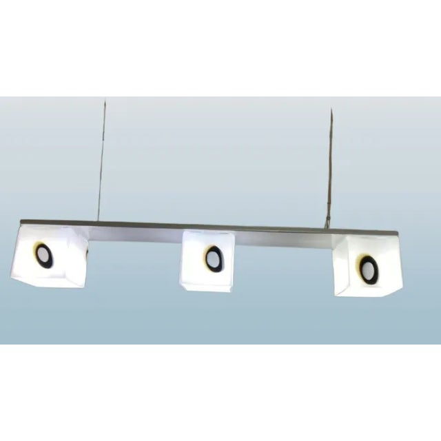 White Vintage Murano Glass Suspension Lamp With Steel Cable, 1990 For Sale - Image 8 of 10