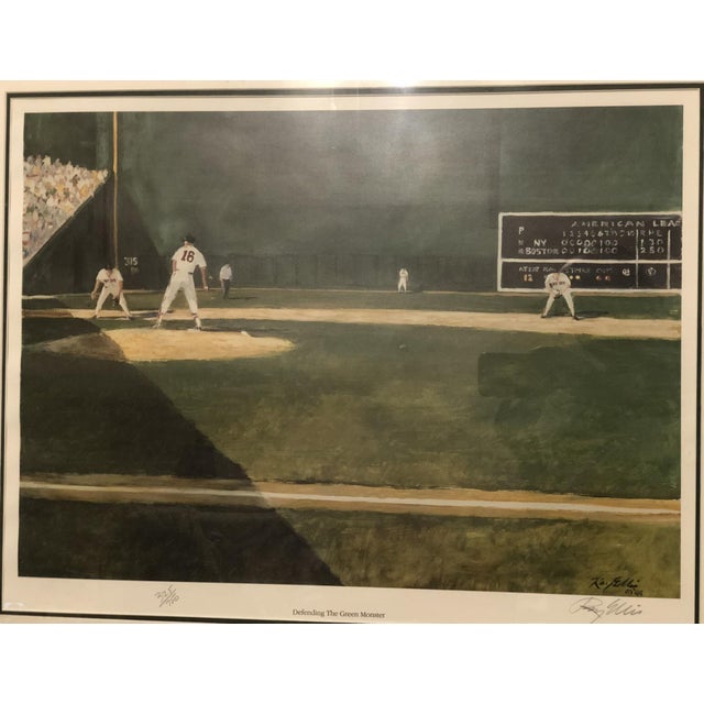Green 1980s Ray Ellis Signed Limited Edition Print "Defending the Green Monster", Framed For Sale - Image 8 of 10