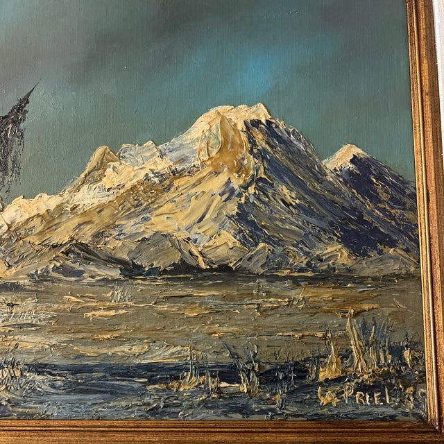 Oil on Artist Board Framed Signed Mount McKinley Made by American Artist La Priel Stephan (1923-1919) Made in 1969 For Sale - Image 4 of 12
