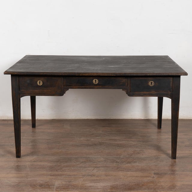 Gustavian (Swedish) 19th Century Swedish Black Painted Pine Partner’s Desk For Sale - Image 3 of 14