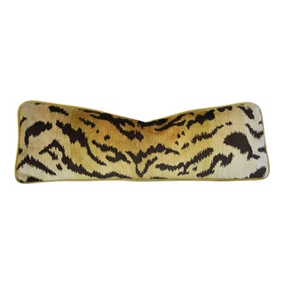 Italian Scalamandre Le Tigre Tiger Silk Feather/Down Accent Pillow For Sale