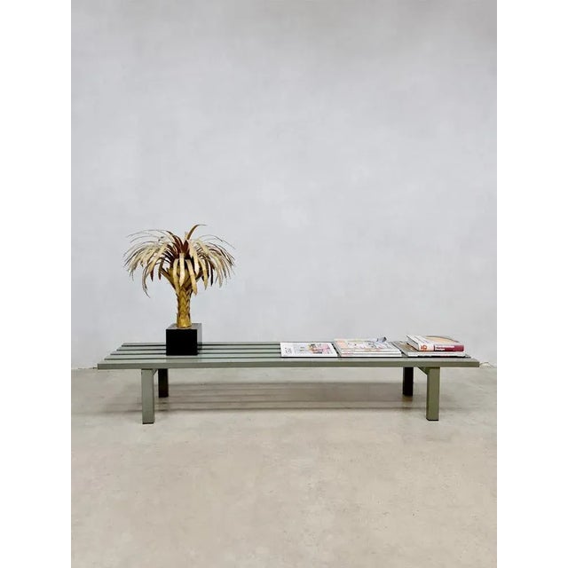 Vintage metal slatted bench 'Meta'. Can be used as a coffee table. from 60s, 70s. Mid-Century modern. I have official...