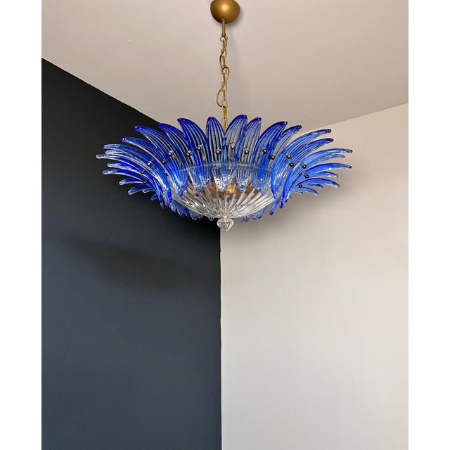 Murano Pendant Light with Palmette and Blue Glasses, 1990 For Sale - Image 14 of 18