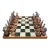 1950s Tiled Mid Century and Wood Chess Board With Chess Figurines - Set of 33 For Sale