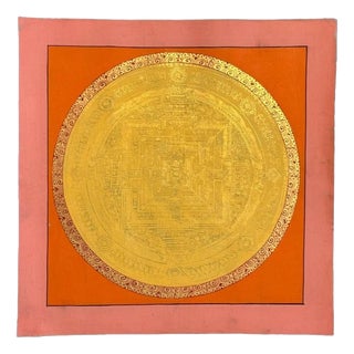 Tibetan Kalachakra Mandala Hand-Painted Thangka, 1900s For Sale