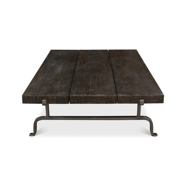 Dark Square Rustic Coffee Table For Sale In Raleigh - Image 6 of 12