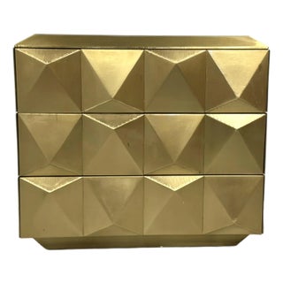 Baker Modern Geometric Brass Foil Facet Chest of Drawers as Is For Sale