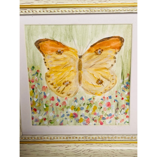 Abstract Modrrn Mini Painting of Butterfly by Elia Framed For Sale - Image 4 of 4