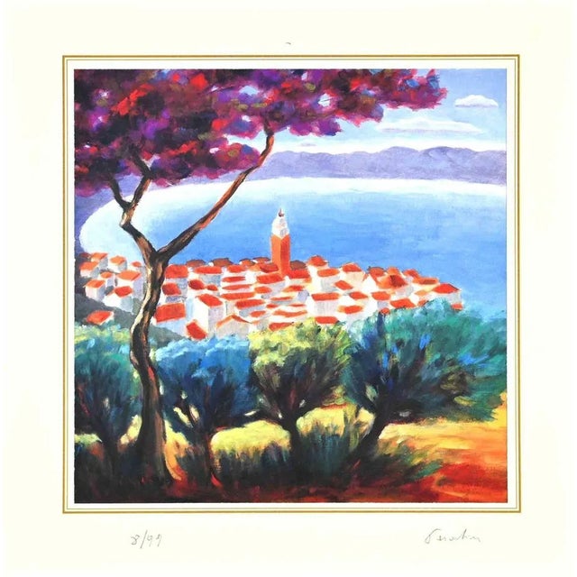 Contemporary After Nicholas Verrall, The Village on the Lake, Lithograph, Late 20th Century For Sale - Image 3 of 3