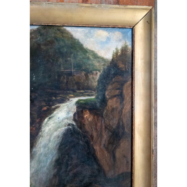 Early 20th Century Continental European Landscape Painting of Gollinger Waterfall Austria For Sale - Image 9 of 16
