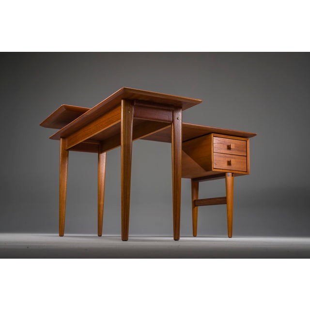 Mid-Century Modern L-Shaped Teak Desk, 1970s For Sale - Image 9 of 18