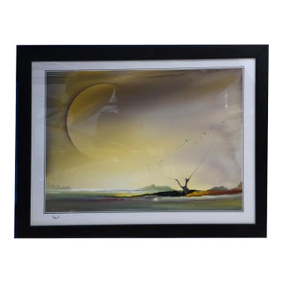 Lunar Horizon, Oil on Paper, by Memarian For Sale