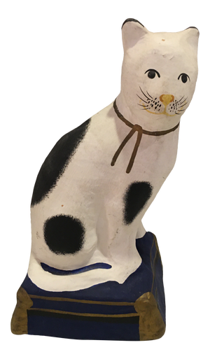 Fitz & Floyd Paper Mache Cat on Tasseled Pillow