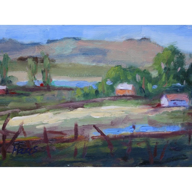 Farmhouse Original Oil Painting, Plein Air California For Sale - Image 3 of 11