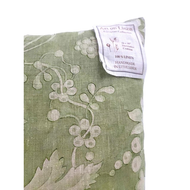 Handmade Linen 20x20 Decorative Throw Pillow With 100% Feather Insert in Floral Motif For Sale - Image 4 of 4