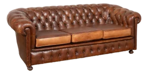 20th Century Spanish Brown Vintage Leather Chesterfield Sofa