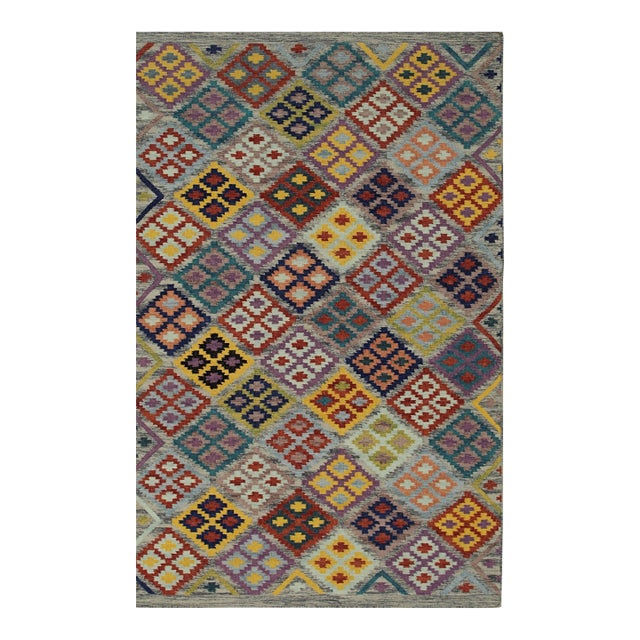 8x10 Nadia Kilim Multicolor Geometric Modern Flatweave Wool Carpet Rug For Sale
