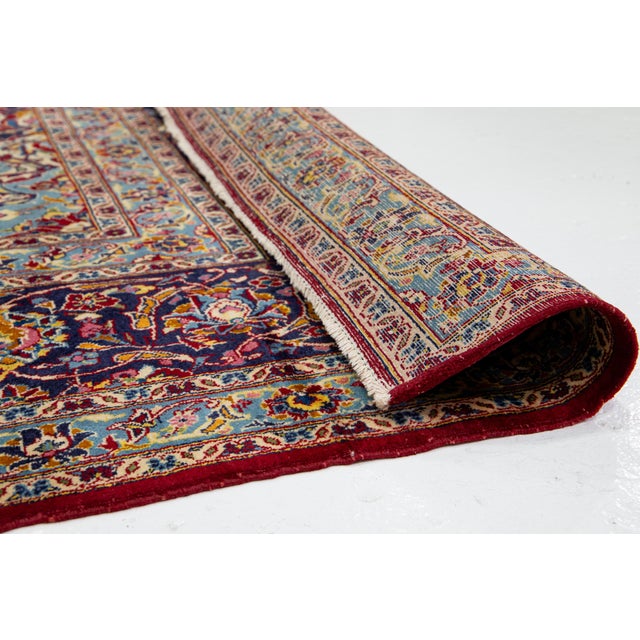 Vintage Red Mahal Hand-Knotted Wool Rug With Medallion Design For Sale - Image 4 of 10