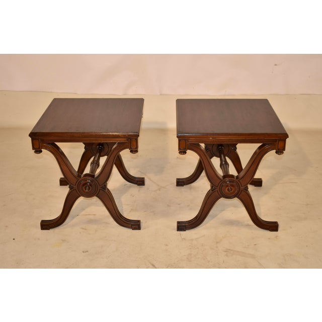 Wood Pair of Edwardian Mahogany Side Tables From England, Circa 1900 For Sale - Image 7 of 10