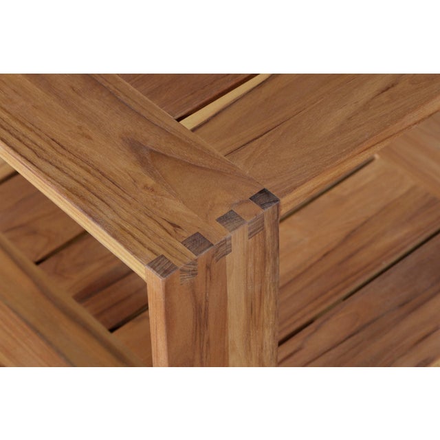 Imperial Grove Solid Teak Wood Outdoor End Table Stylish For Sale - Image 4 of 12