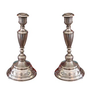 Antique Silver Candleholders, Set of 2 For Sale