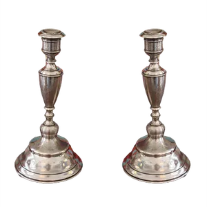Antique Silver Candleholders, Set of 2