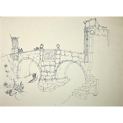 Rome, Ponte Milvio is an original pen drawing attribute to Giulio Zek, and realized in the early 1960s. The artwork is in...