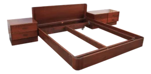 Italian Bed and Nightstands, 1960s, Set of 3
